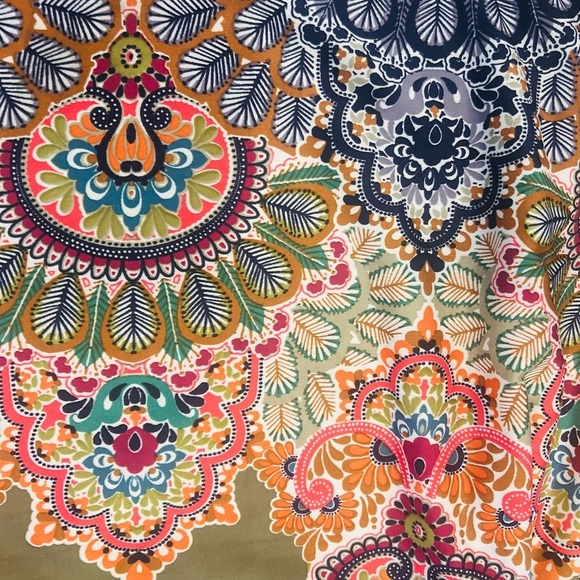 Sunny Leigh Paisley Print Green Button Strap Stretchy Boho Sundress - Size 1X - Picture 5 of 10